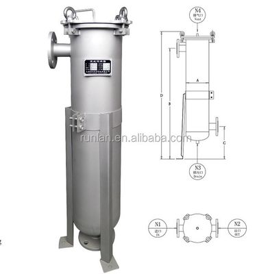 Stainless Steel 316 Single Bag Filter Housing for Chemical Industry Top Inlet 2 Design
