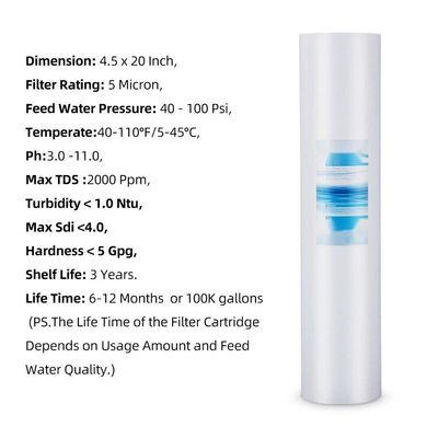 PP Effective Sediment Cartridge for Improved Water Clarity Weight KG 1 kg