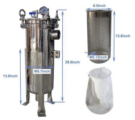 62KG Type 304 SS Duplex Bag Filter Vessel for Filtration in Your Manufacturing Plant