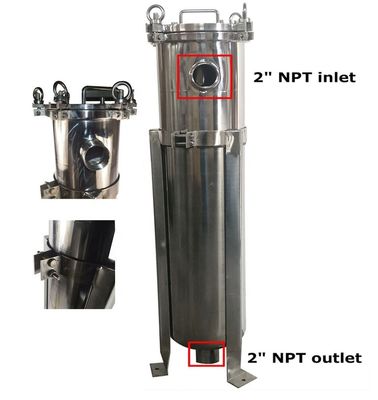 62KG 304 Stainless Steel Bag Filter Housing for Restaurant Solid-Liquid Separation 120PSI