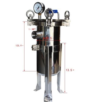 62KG 304 Stainless Steel Bag Filter Housing for Restaurant Solid-Liquid Separation 120PSI