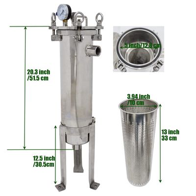 62KG 304 Stainless Steel Bag Filter Housing for Solid-Liquid Separation Tool 120PSI